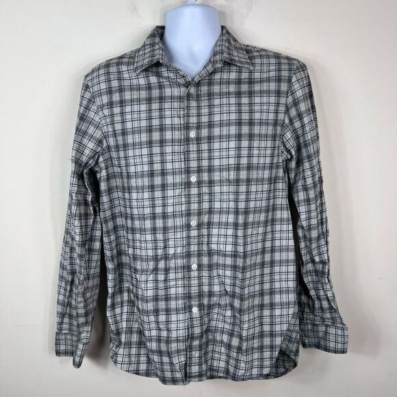 Michael Kors Classic Fit Gray Plaid Shirt - Picture 1 of 11